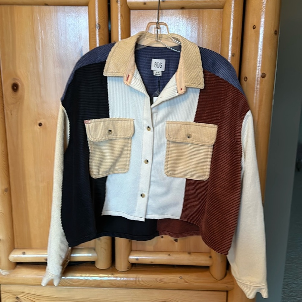 Unique NWT Urban Outfitters Retro Neutral Colorblock Button-up Corduroy Jacket